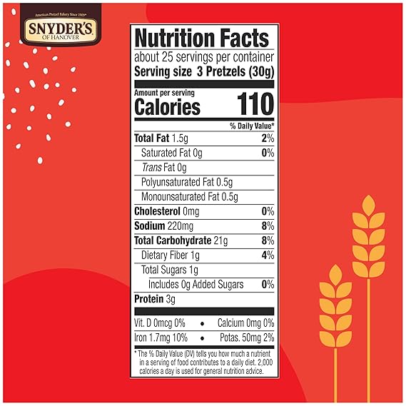 Snyder's of Hanover, Old Fashioned Pretzel Rods, 27 Oz Canister (Pack of 2)