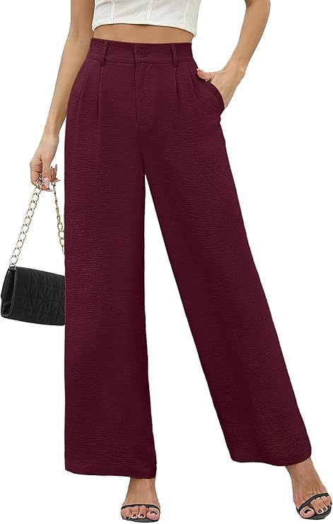 Women’s Straight Fit Pants – Comfortable Daily Wear Trousers-Maroon