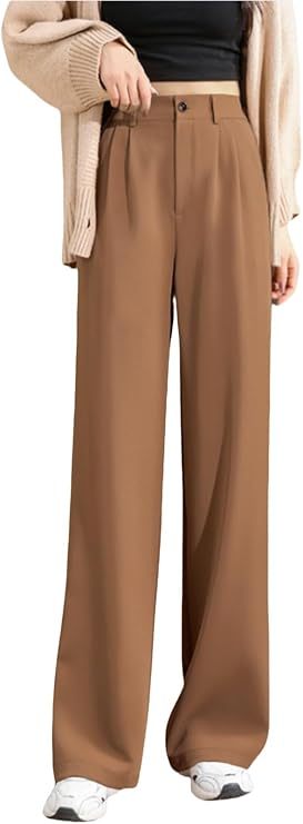Women’s Straight Fit Pants – Comfortable Daily Wear Trousers-Brown