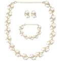 Gold Pearl Jewelry Set with Bracelet